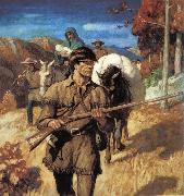 NC Wyeth Daniel Boone oil painting